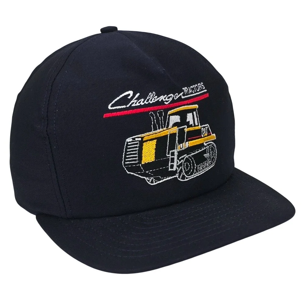 Caterpillar Challenger Tractors Navy Blue Snapback Hat Vintage Style CAT‎ Cap